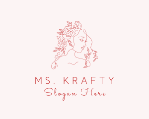 Facial Care - Beautiful Floral Woman logo design