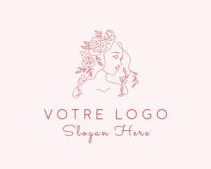 Beautiful - Beautiful Floral Woman logo design