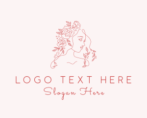 Female - Beautiful Floral Woman logo design