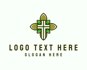 Holy - Natural Church Crucifix logo design
