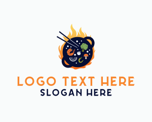 Fried Rice - Flame Cooking Wok logo design