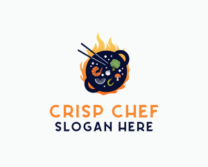 Flame Cooking Wok logo design