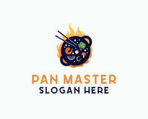 Pan - Flame Cooking Wok logo design