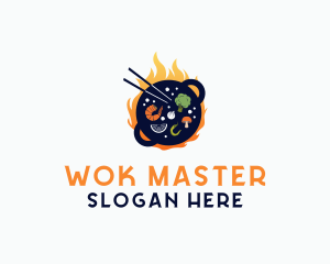 Wok - Flame Cooking Wok logo design