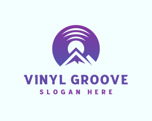 Turntable - Vinyl Record Mountain logo design