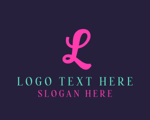 Initial - Neon Pink Cursive logo design