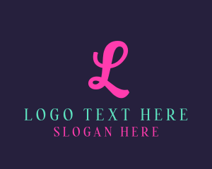 Bright - Neon Pink Cursive logo design