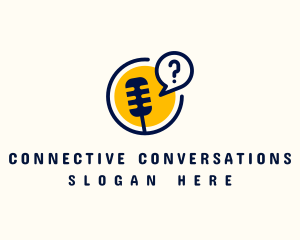 Dialogue - Mic Podcast Question logo design