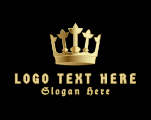 Tiara - Golden Metallic Crown logo design