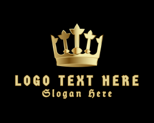 Queen - Golden Metallic Crown logo design