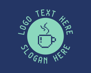 Caffeine - Pixel Internet Cafe logo design