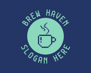 Pixel Coffee Cafe logo design