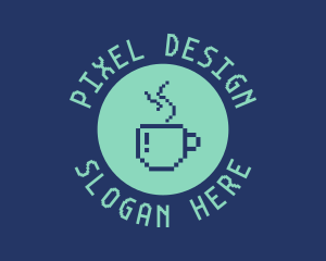 Pixel Coffee Cafe logo design