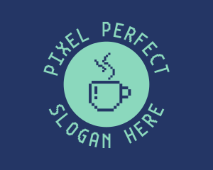 Pixel Coffee Cafe logo design