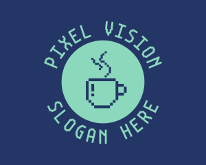 Pixel Coffee Cafe logo design