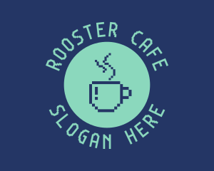 Pixel Coffee Cafe logo design