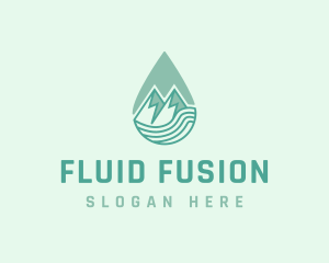 Mountain Water Droplet logo design