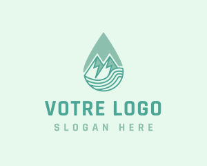 Rain - Mountain Water Droplet logo design