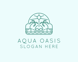 Pool - Summer Vacation Beach Oasis logo design