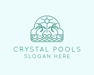 Pool - Summer Vacation Beach Oasis logo design