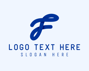 Curl - Cursive Loop Letter F logo design