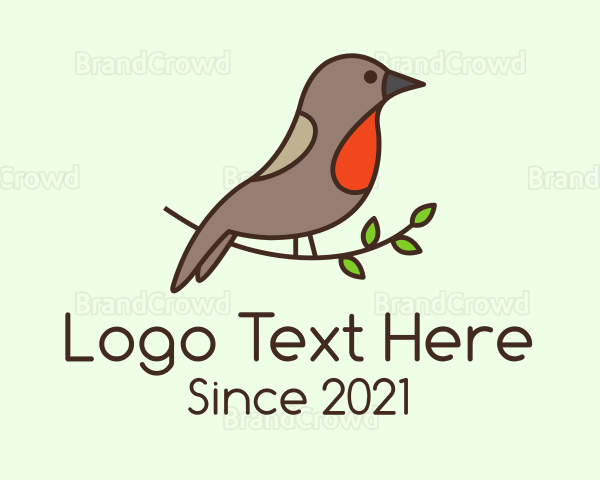 Perched Sparrow Bird Logo