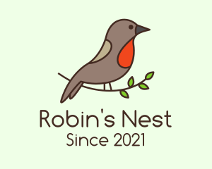 Robin - Perched Sparrow Bird logo design