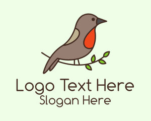 Perched Sparrow Bird Logo