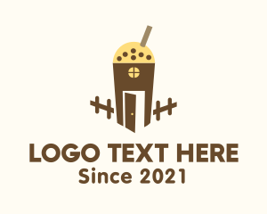 Milk Tea Cup House Logo