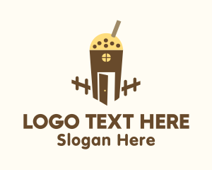 Milk Tea Cup House Logo