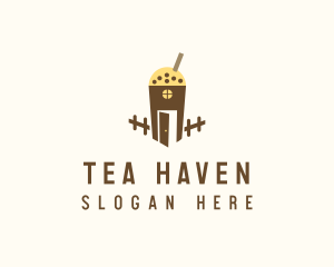 Milk Tea Cup House logo design