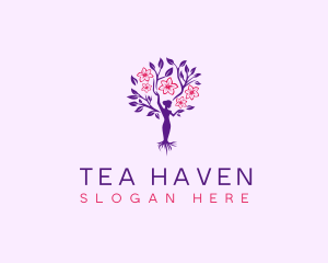 Tree Flower Woman logo design