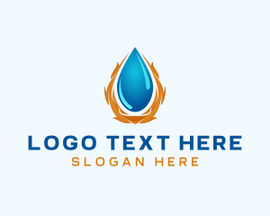 Fuel - Flame Water Droplet logo design