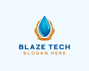 Flame Water Droplet logo design