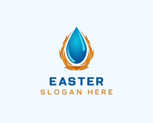 Heat - Flame Water Droplet logo design