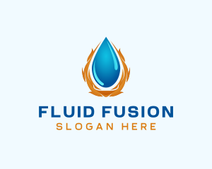 Flame Water Droplet logo design