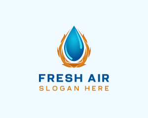 Flame Water Droplet logo design