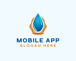 Hot - Flame Water Droplet logo design