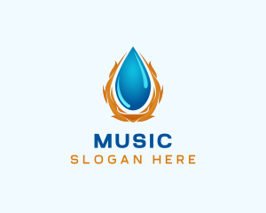 Fluid - Flame Water Droplet logo design