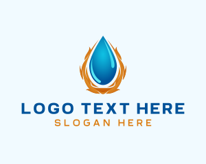 Blue Flame - Flame Water Droplet logo design