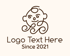 Feeding Bottle - Smiling Baby Monoline logo design