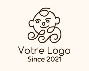 Pediatrician - Smiling Baby Monoline logo design
