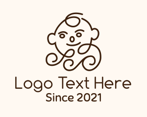 Cot - Smiling Baby Monoline logo design