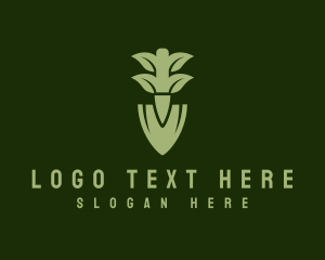 Spade - Green Herb Shovel logo design