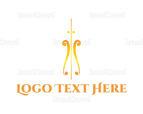 Golden Violin Instrument Logo