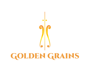 Golden Violin Instrument logo design