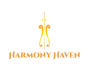 Symphony - Golden Violin Instrument logo design