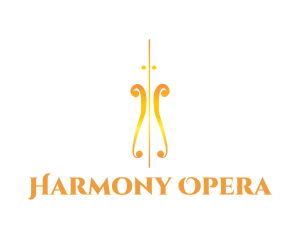 Opera - Golden Violin Instrument logo design