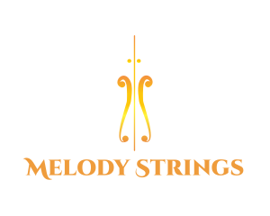 Golden Violin Instrument logo design