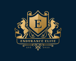 Luxury Equestrian Horse Shield logo design